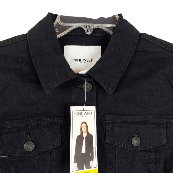NWT Nine West Black Womens Long Slv Jean Jackets - Picture 4 of 7